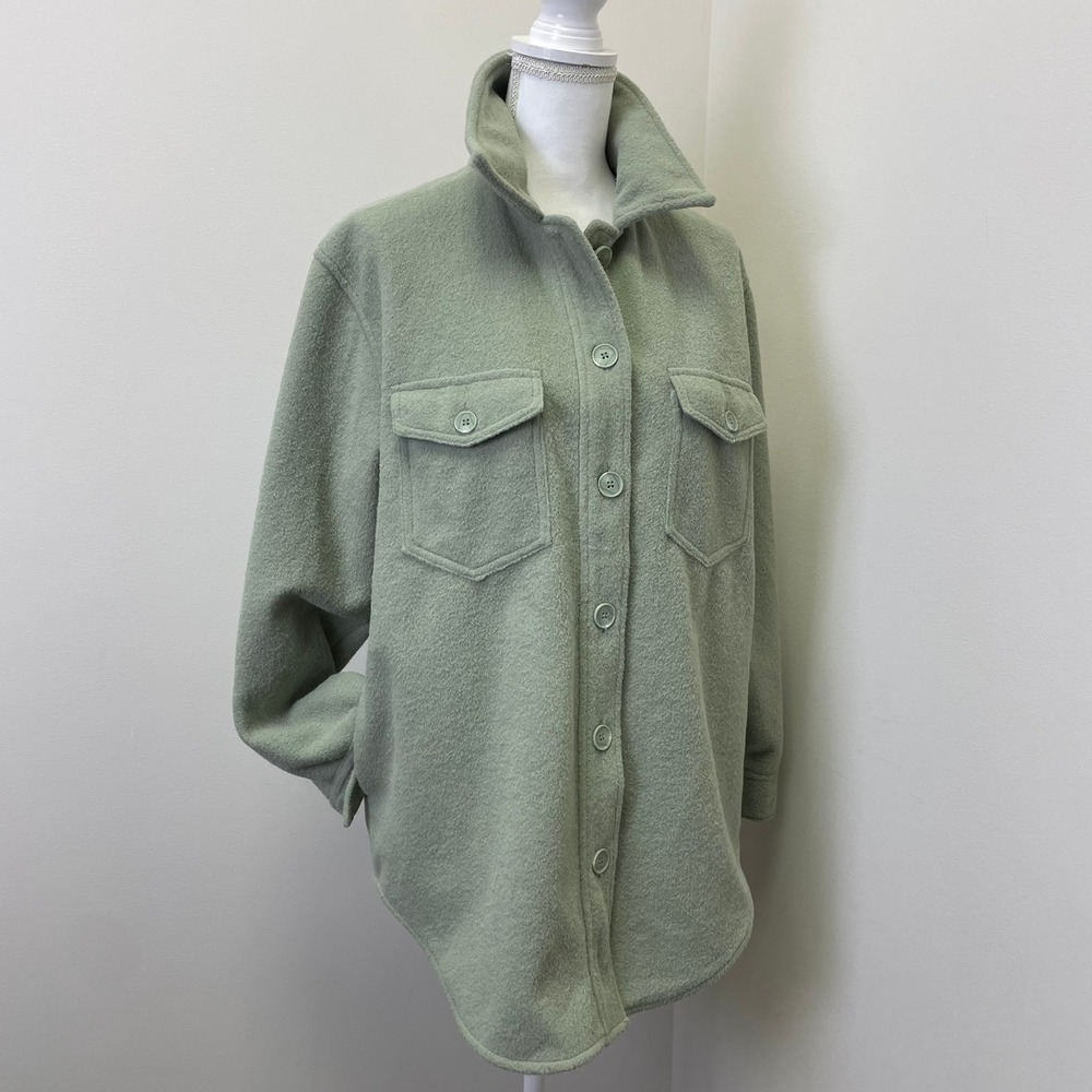 Joie Sage Green Shacket Shirt Jacket Medium Fleece Button Down Casual Fall